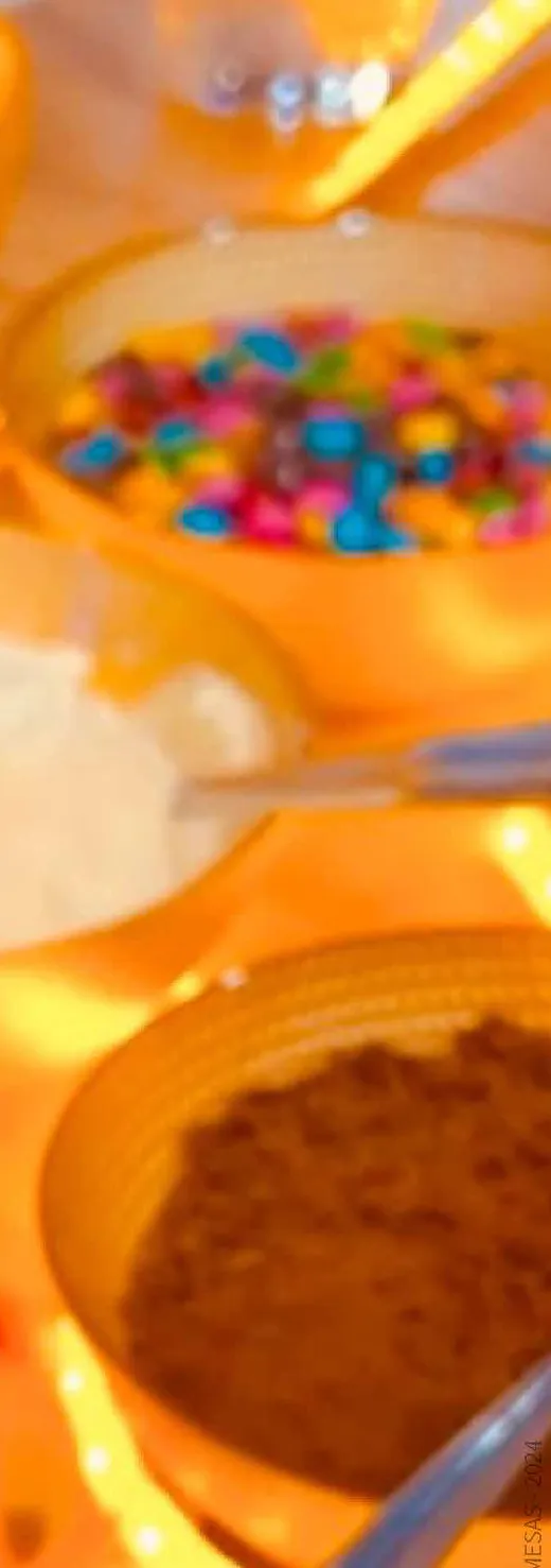 Potes de toppings do carrinho de churros