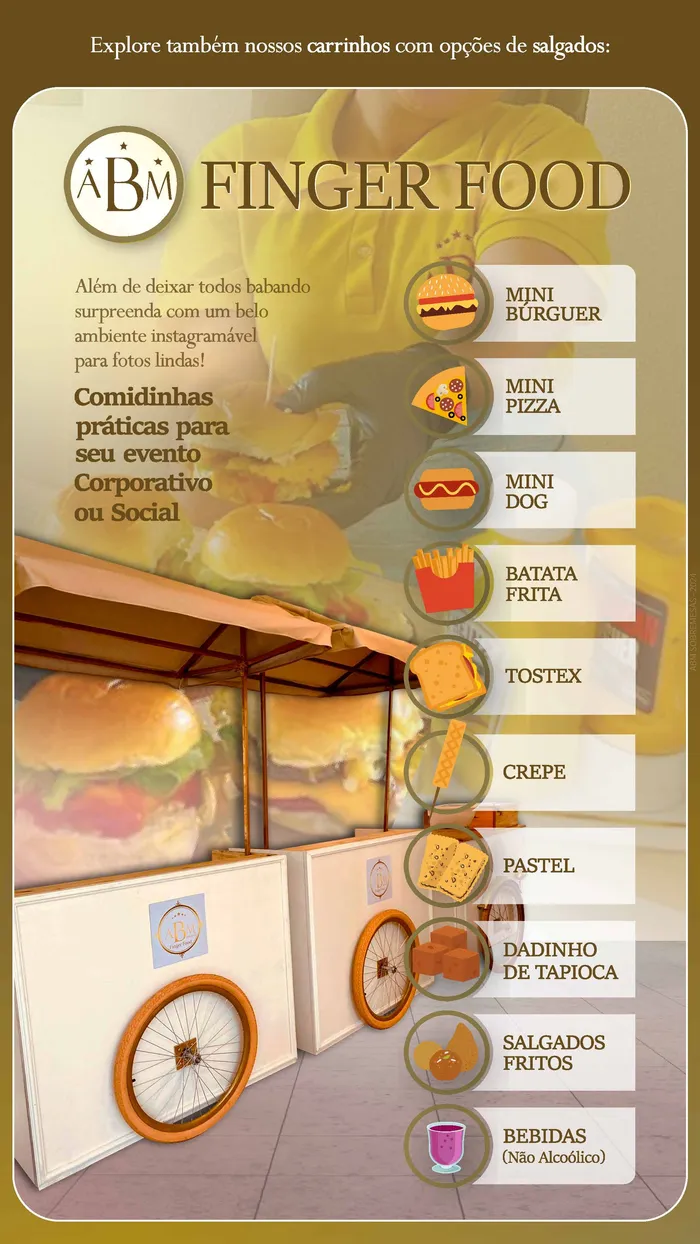 Carrinho de milk shake com copos e morango